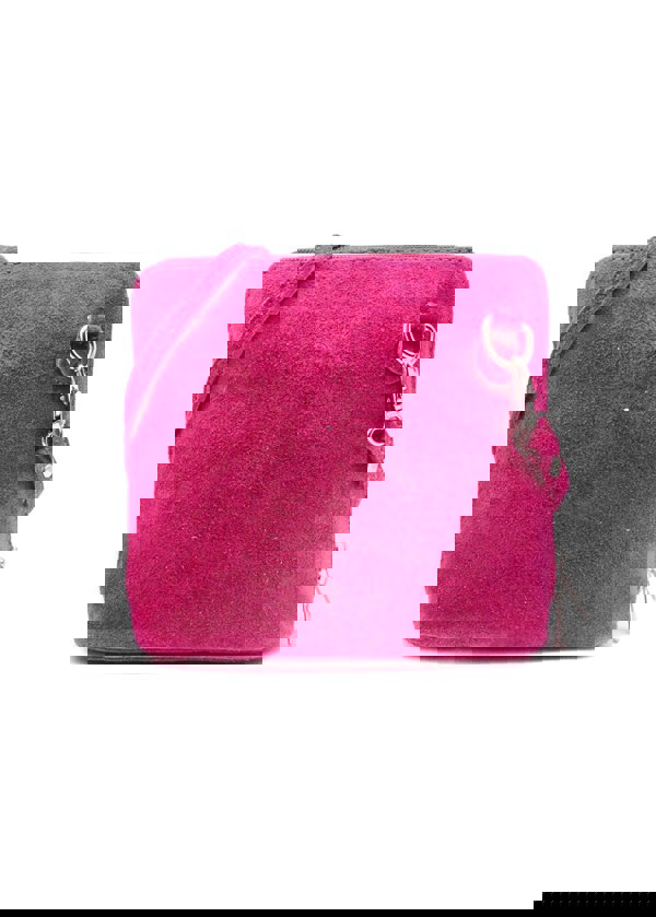 Kitise Small Genuine Italian Suede Leather Zip Around Crossbody Bag