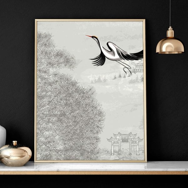 Crane art | set of 3 Japanese wall art