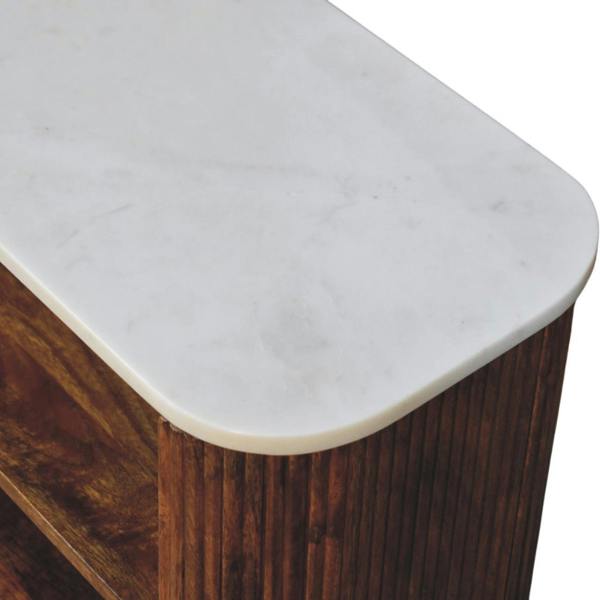 Artisan Furniture Solid Wood Beaumont Marble Shoe Bench, 2 Shelves, Brown