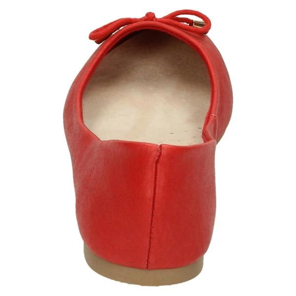 Leather Collection Ladies Leather Collection Bow Trim Vamp Ballerinas