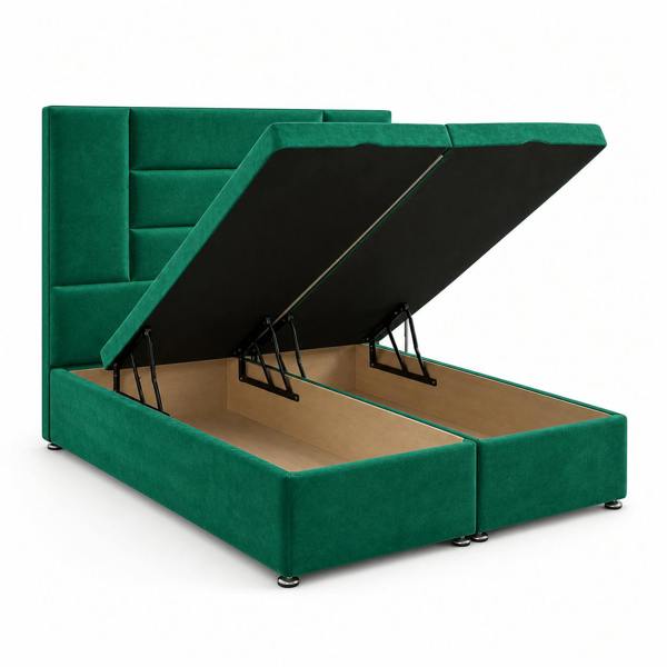 Great British Beds Madrid Divan Ottoman Bed - Green Plush