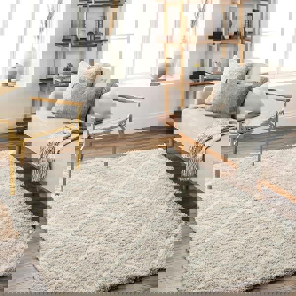 Livabliss Urban Shag-Geometric Beige Ivory Cream Soft Plush Pile Rug