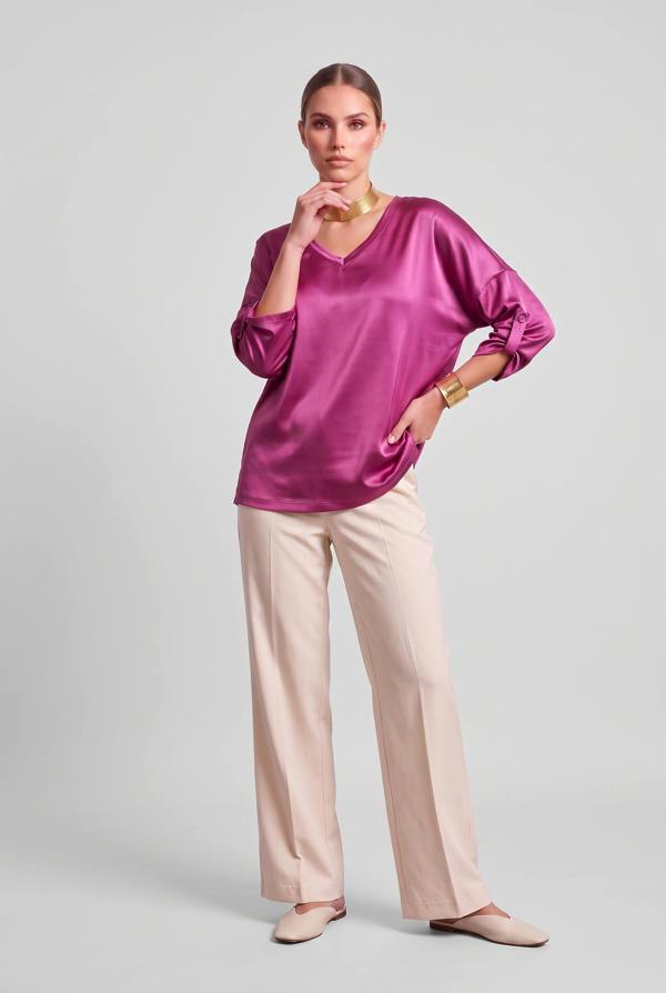 James Lakeland Satin Blouse Purple