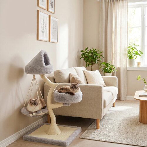 PawHut Branch Design Modern Cat Tree with Washable Beds 115 cm