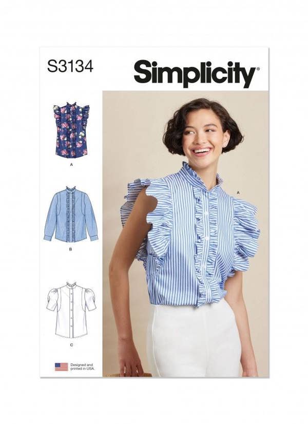 Simplicity Sewing Pattern 3134, Tops, Shirts for Women, H5 (6-8-10-12-14) - Intermediate