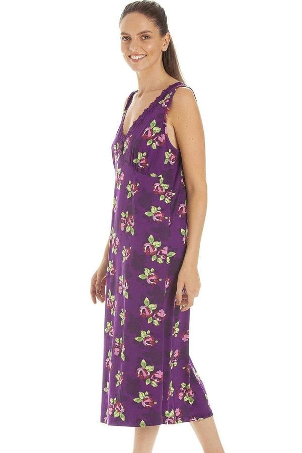 Womens Floral Print Spandex Knee Length Chemises