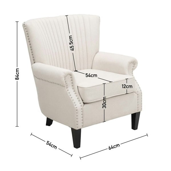 Deep Cushioned Armchair Channel Accent Chair with Nailhead Trim Wingback Chairs Living and Home