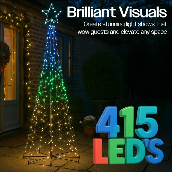 Scotts of Stow Xmas Haus  All Surface Flagpole Tree RGB APP Control or Handheld Remote 24m