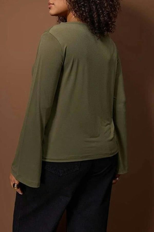 WOVCOR Relaxed Fit Spanish Sleeve Stretch Knit Blouse
