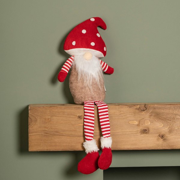 Samuel Alexander 53cm Red and White Sitting Gonk with Mushroom Hat and Dangly Legs