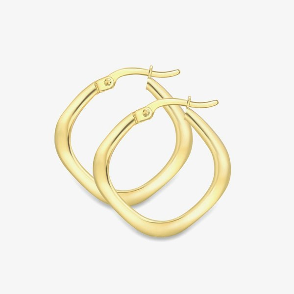 T. H. Baker 9ct Yellow Gold Flat Tube Hoop Earrings 120525147565