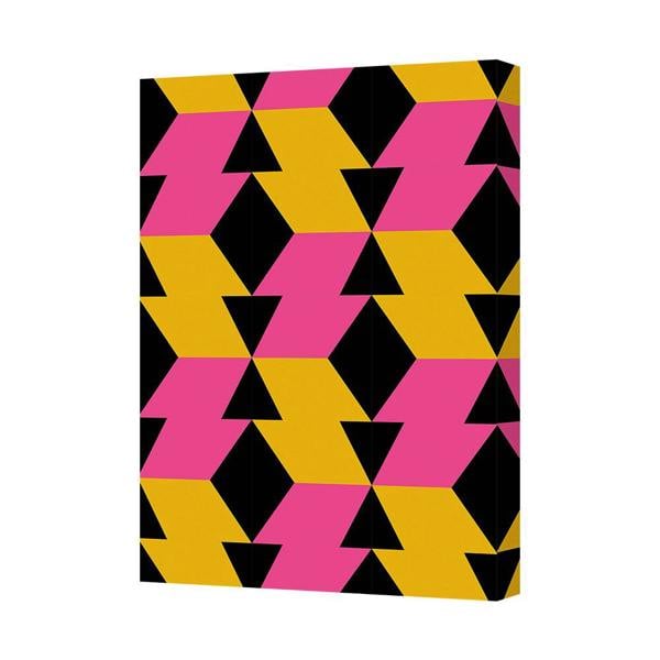 Benjamin Tate Design Geometric Color Block Canvas Wall Art Print Neon Pink Yellow Black