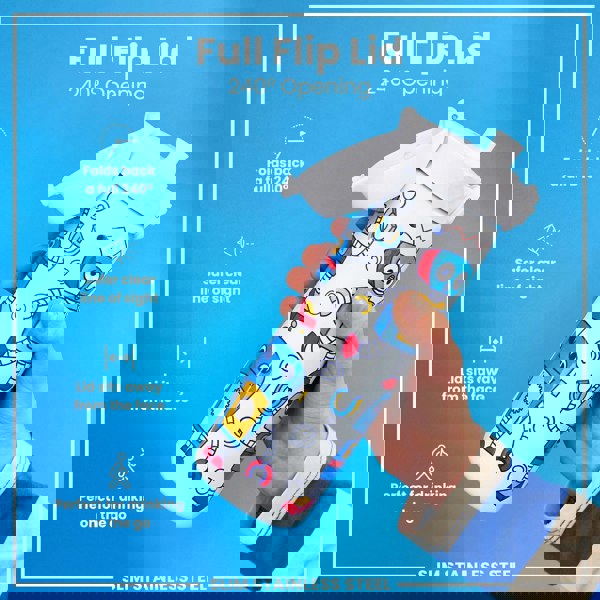 ION8 Leak Proof Slim Water Bottle, Stainless Steel, Robots, 600ml (20oz)