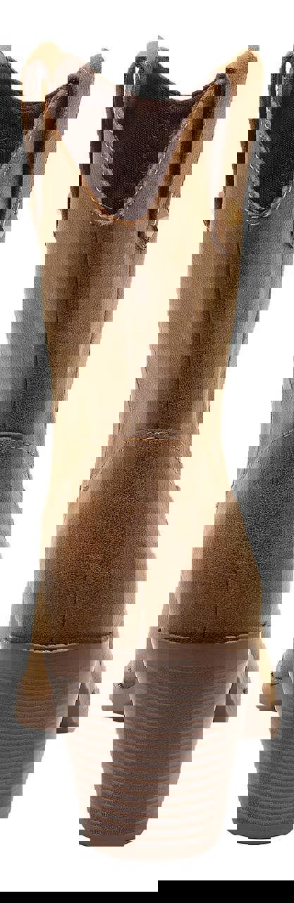 Rocket Dog Feather Womens Classic Cowboy Pull On Western Boots, front view showing the tan leather upper and stacked heel.