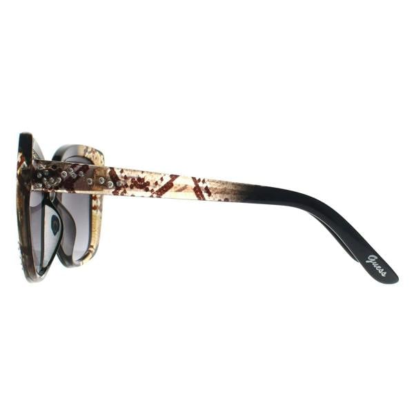 Guess Sunglasses GF0383 05B Black Fade Snakeskin Smoke Grey Gradient
