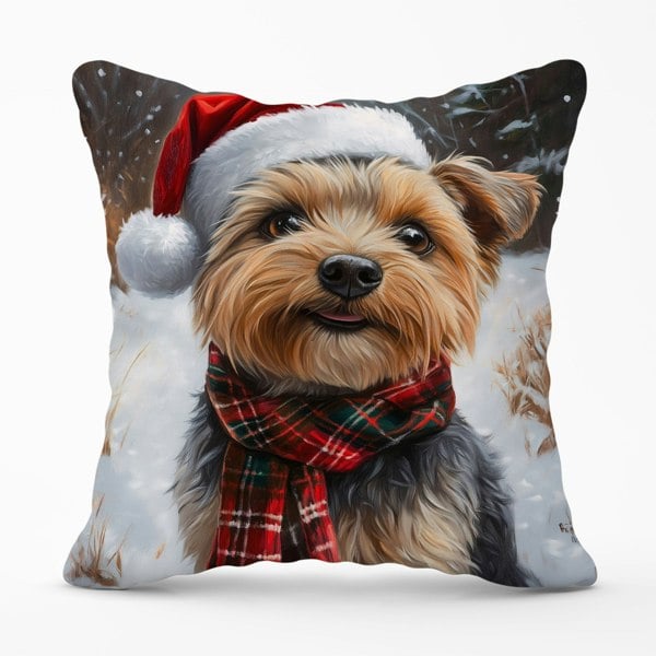 Warren Reed Christmas Yorkshire Terrier Cushion