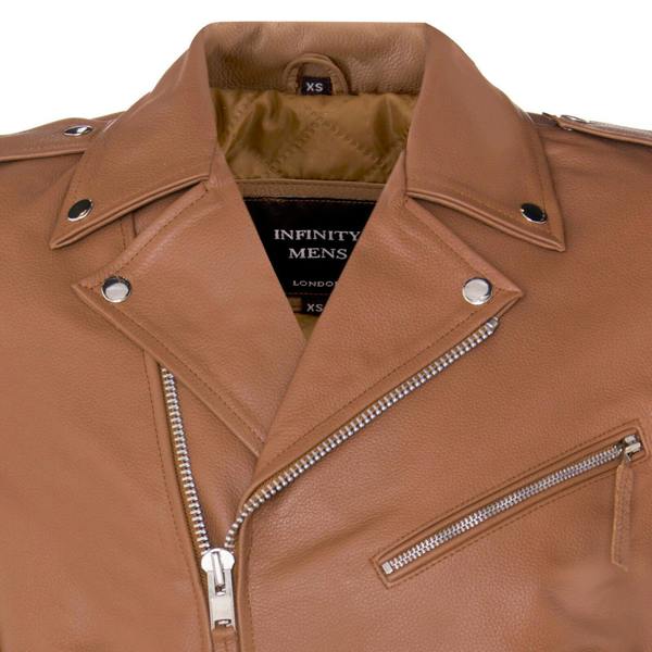 Infinity Leather Mens Leather Brando Biker Rock Motorcycle Hide Jacket