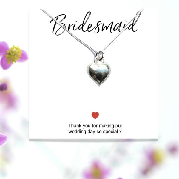Aye Do Gifts Bridesmaids Heart Necklace & Thank You Gift Card