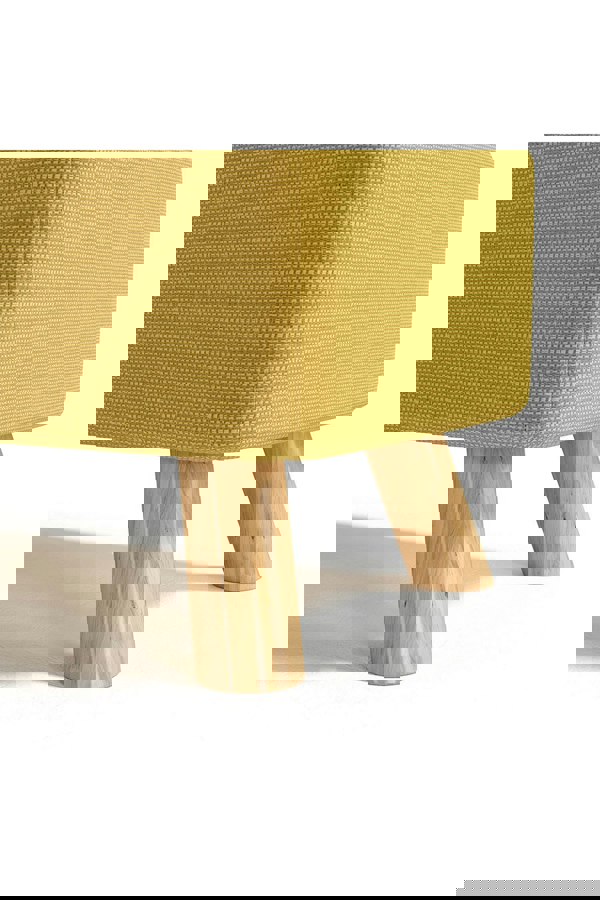 Living and Home 57cm W Yellow Rectangular Tofu-shaped Footstool