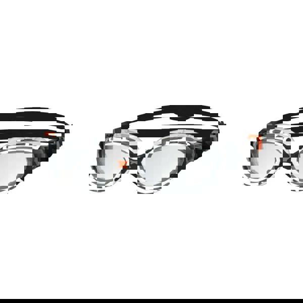 Zoggs Predator Flex 2.0 adult swim goggles in black orange frame with silver lenses