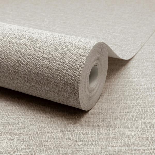 Grandeco Telma Slubbed Fabric Hessian Textured Luxury Wallpaper Taupe