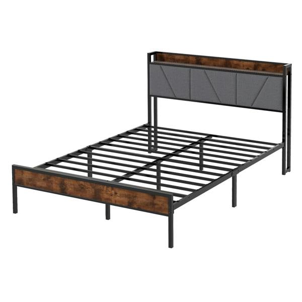 Levede Heavy Duty Double Bed Frame Metal Platform with Storage Headboard 4FT6