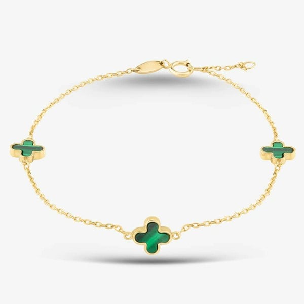 T. H. Baker 9ct Yellow Gold Malachite Petal Bracelet 1.29.1622