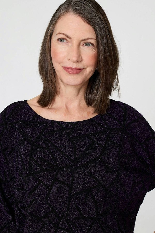 Purple | Sparkly Knit Batwing Sleeve Tunic Top
