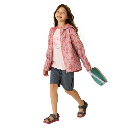 Regatta Kids Lever II Camo Waterproof Jacket - Pink Haze - 5-6 Years - Pink Haze - 100% Polyester
