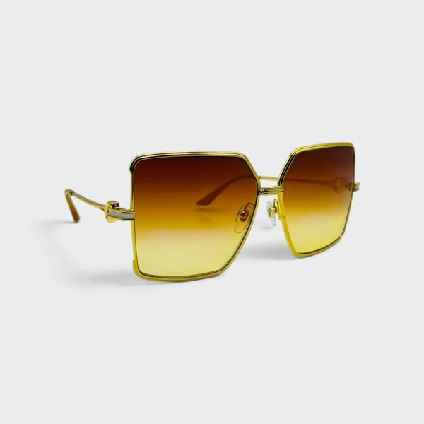 Casablanca Stainless Steel Square Sunglasses Gold Silver Orange Sunset Gradient