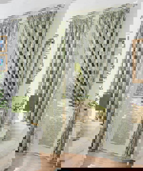 Luxury Living Chenille Jacquard Lined Pencil Pleat Curtains