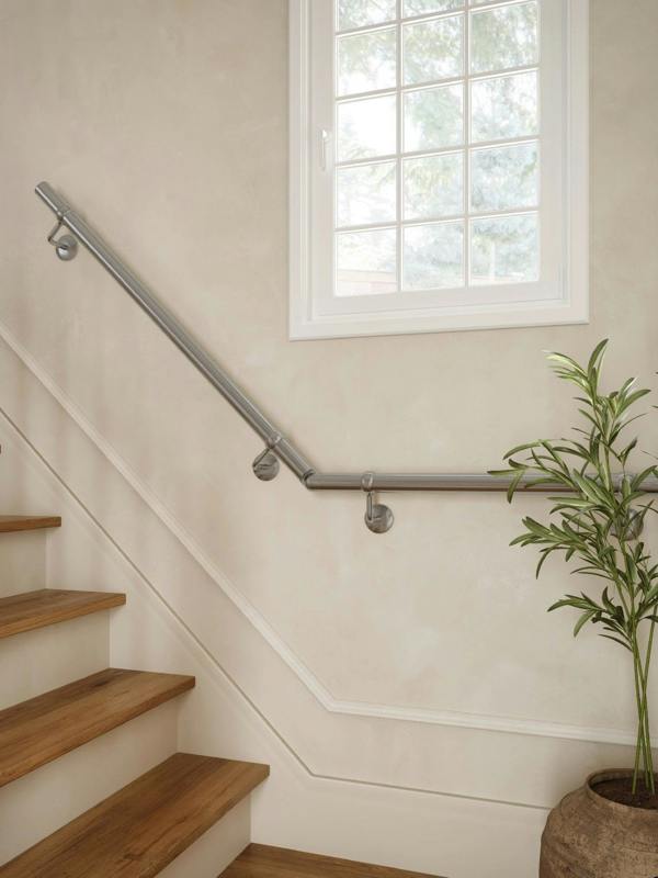 Handrails Direct Harbury Brushed Silver Quarter Landing Handrail