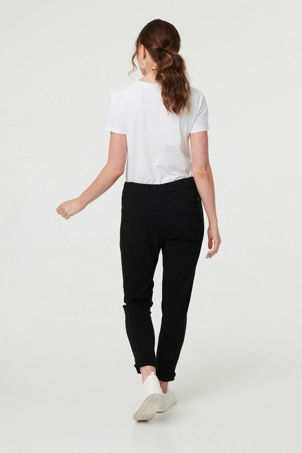 Black | Diamante Detail Slim Cropped Trousers
