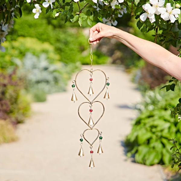 Paper High Recycled Iron Heart and Bells Wind Chime