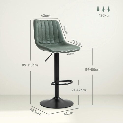 Wyld Haus Reli Fabric Green Retro Tub Style Bar Stools Set Of 2 With Padded Seats