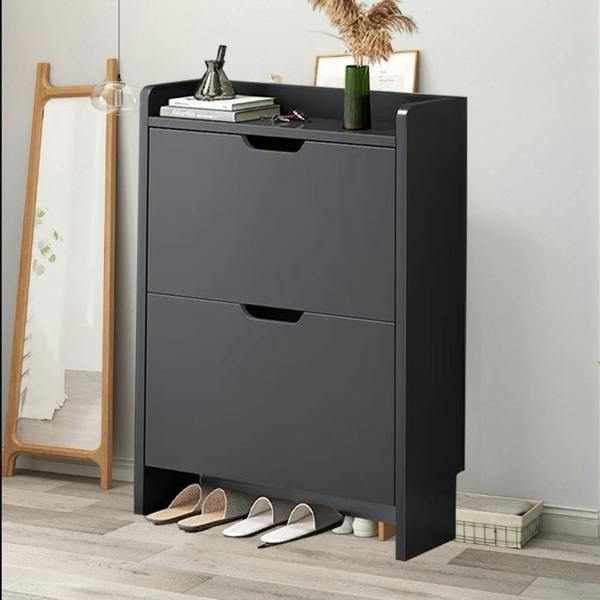 Havendro 2 Drawer Wooden Shoe Cabinet Freestanding Shoe Storage Rack Organiser