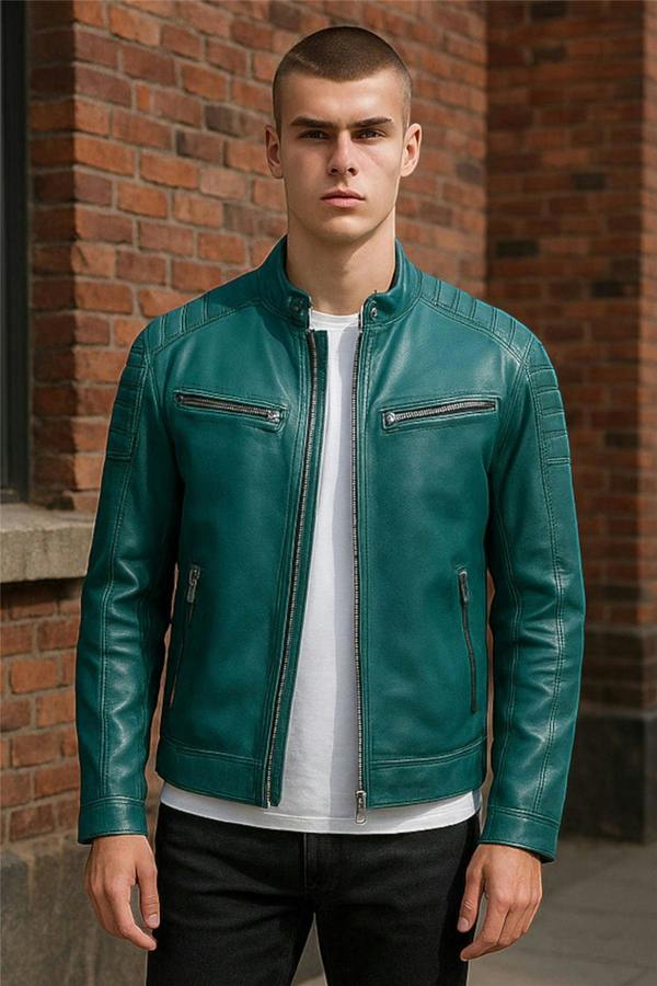 Infinity Leather Men's Modern Classic Leather Quilted Biker Jacket - Derry
