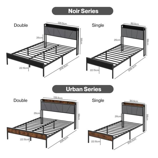 Levede Bed Frame Metal Platform with Headboard Heavy Duty Home Furniture Storage