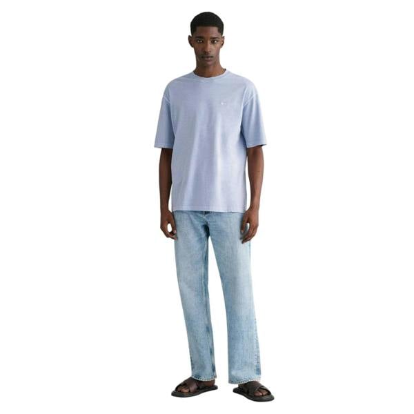 Gant Mens Embroidered Logo Regular Short-Sleeved T-Shirt - Blue - 