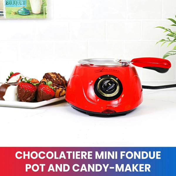 Total Chef Chocolate Melting Pot – 250g Electric Fondue Set For Chocolates, Candies & Dessert Dipping(Red)