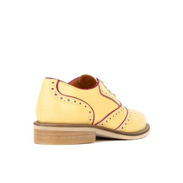 Embassy London Brick Lane - Pastel Yellow - Women's contrast leather lace-up brogue
