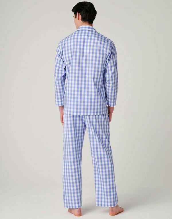 British Boxers Men's Crisp Cotton Pyjama Set – Schoolhouse Blue Gingham