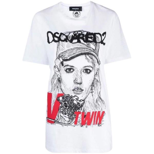 DSQUARED2 V Twin Graphic White  T-Shirt L