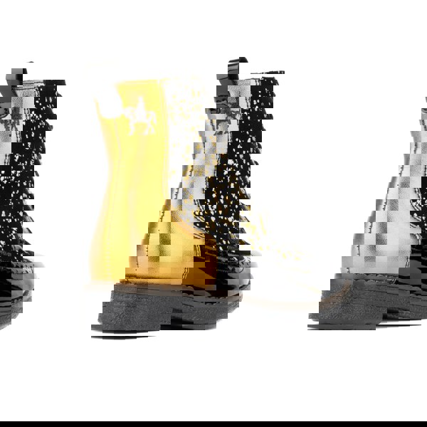 Embassy London Hatter - Black Bright Gold Drops - Women's Leather Ankle Lace-up Boot