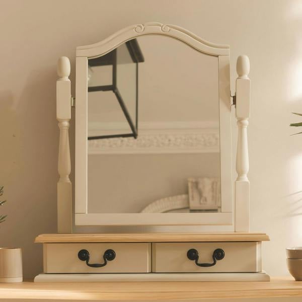 Statement Furniture Juliette Trinket Mirror, Wooden Dressing Table Mirror with Drawers