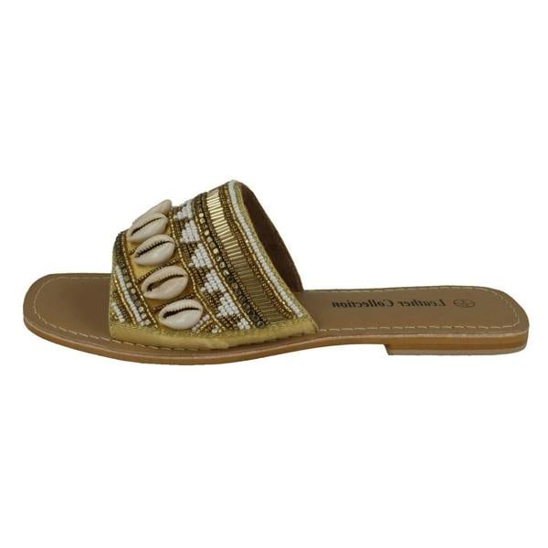 Leather Collection Ladies Leather Collection Beaded Mules F00311
