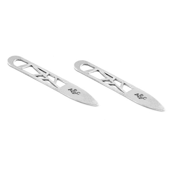 Anchor & Crew Arugam Stencil Silver Collar Stay Pair