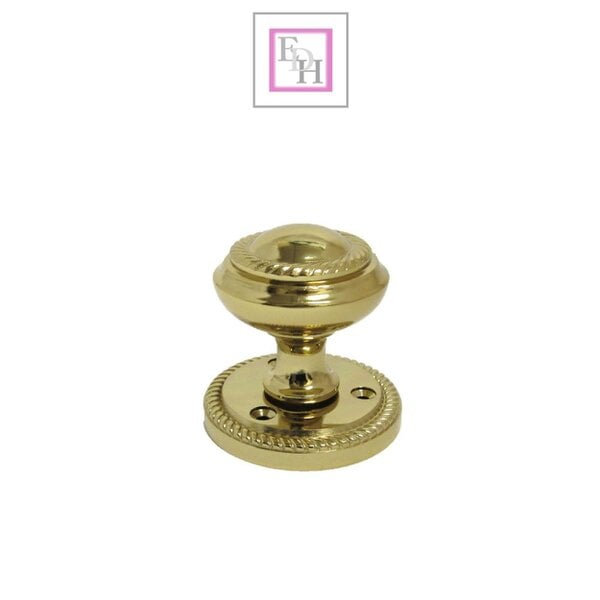 EDH Door Hardware Brass Plated Georgian Style Sprung Round Door Knob Set – Internal 1 Pair