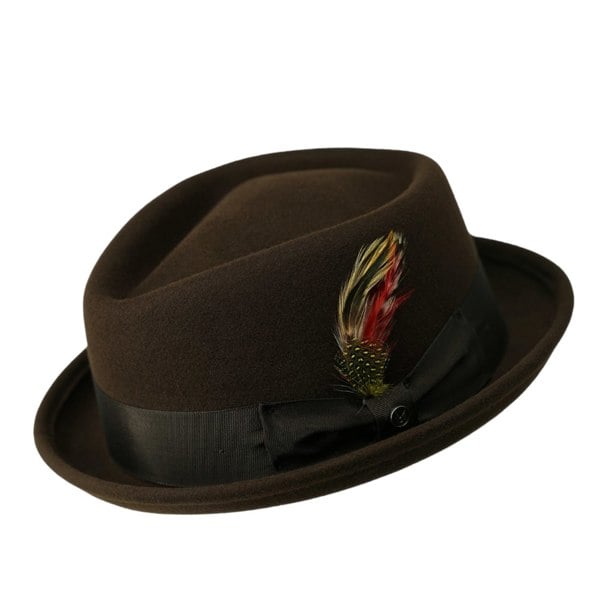 Gamble & Gunn 'New Orleans II' Brown Wool Diamond Top Pork Pie Hat