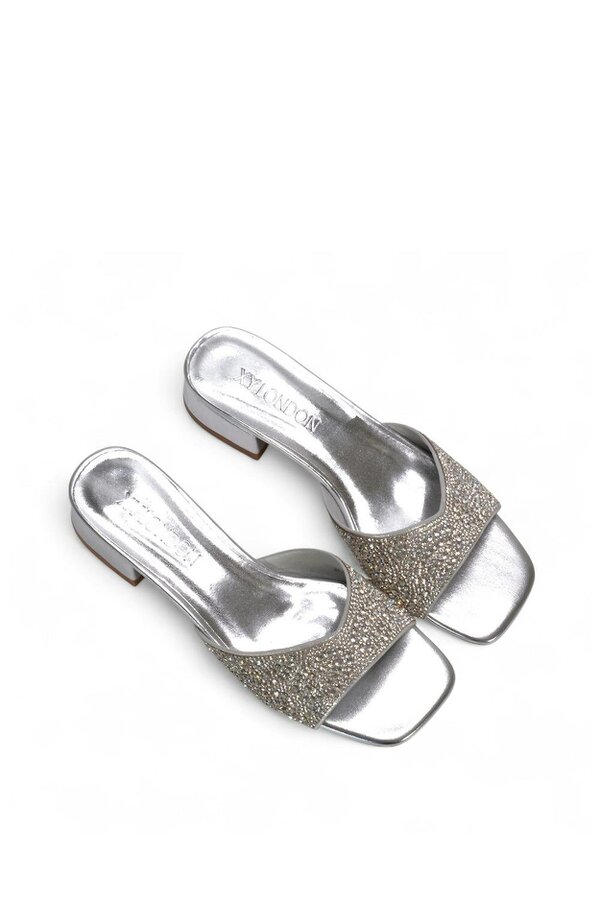 XY LONDON Low Heel Sandal Mules With Diamante Details